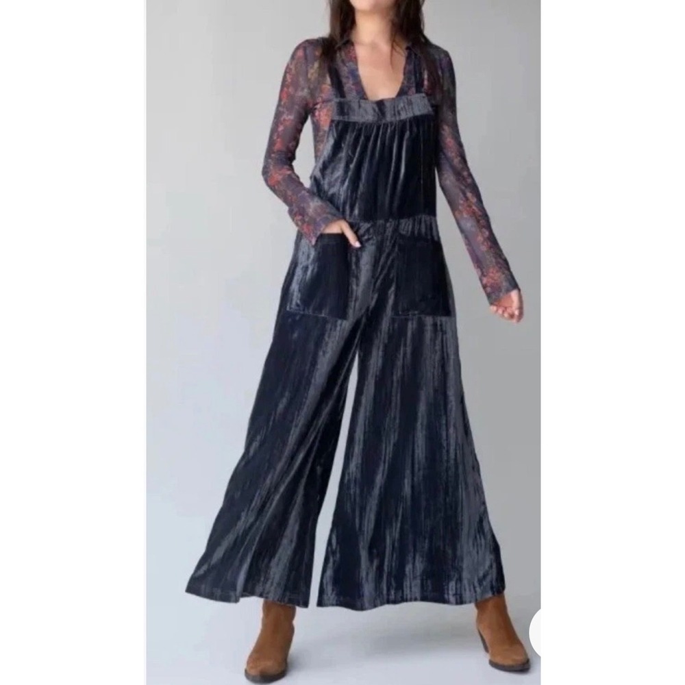 Natural life women's xl crushed velvet Dakota wide leg jumpsuit